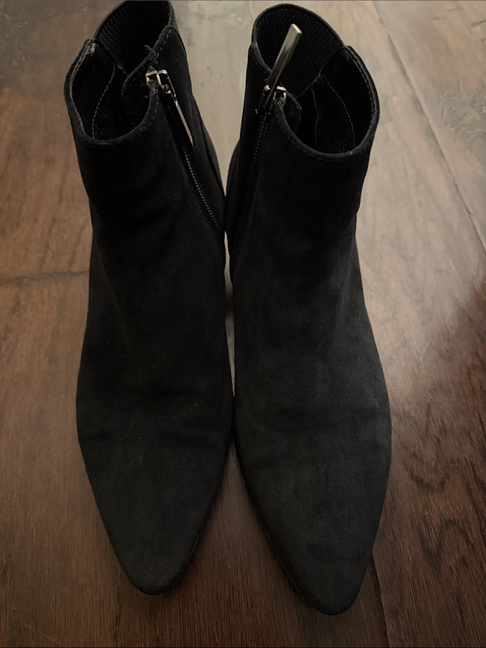 Aquatalia Black Suede Pointed Toe Ankle Booties